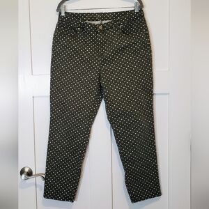 Chico's Jeans Polka Dots Size 2 Medium So Slimmin Girlfriend Ankle Green & White